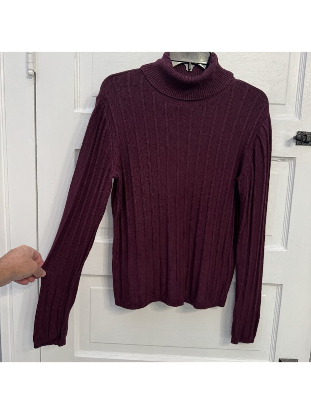 Ann Taylor Women’s M Burgundy Ribbed Turtleneck Sweater Long Sleeve Stretch